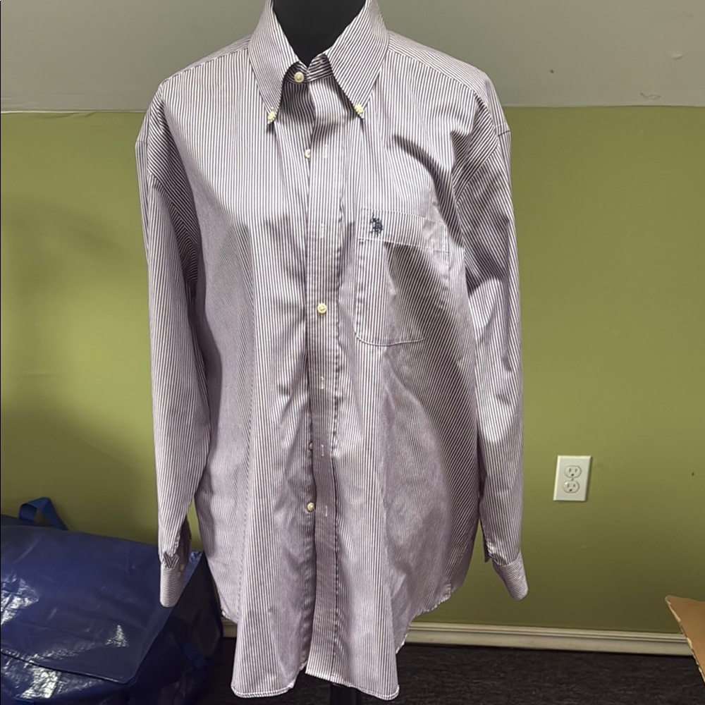 U.S. Polo Assn. Purple Dress Shirt Long-Sleeved Cotton